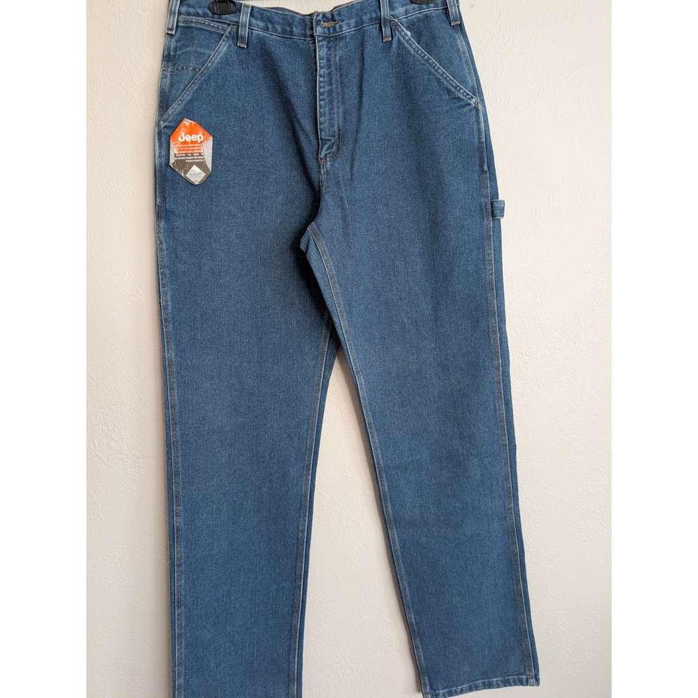 Jeep‎ Carpenter Jeans Mens 36x36 Blue New Workwear Teflon HT Utility Denim Pants